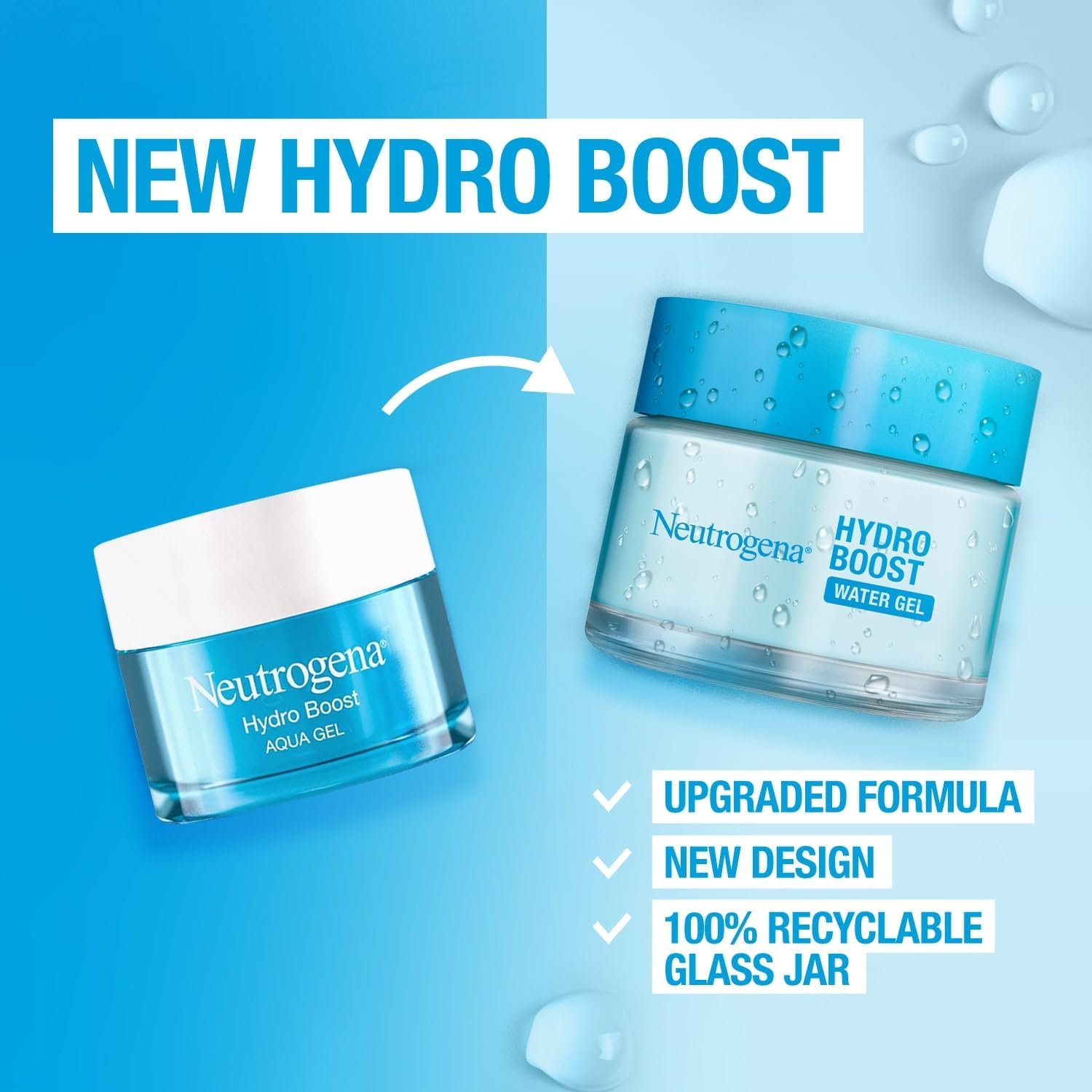 Neutrogena Face Moisturizer Water Gel, Hydro Boost, Normal To Combination Skin, Lightweight and Oil-free, 100% Alcohol Free, suitable for sensitive skin, 50 ml - Image 2