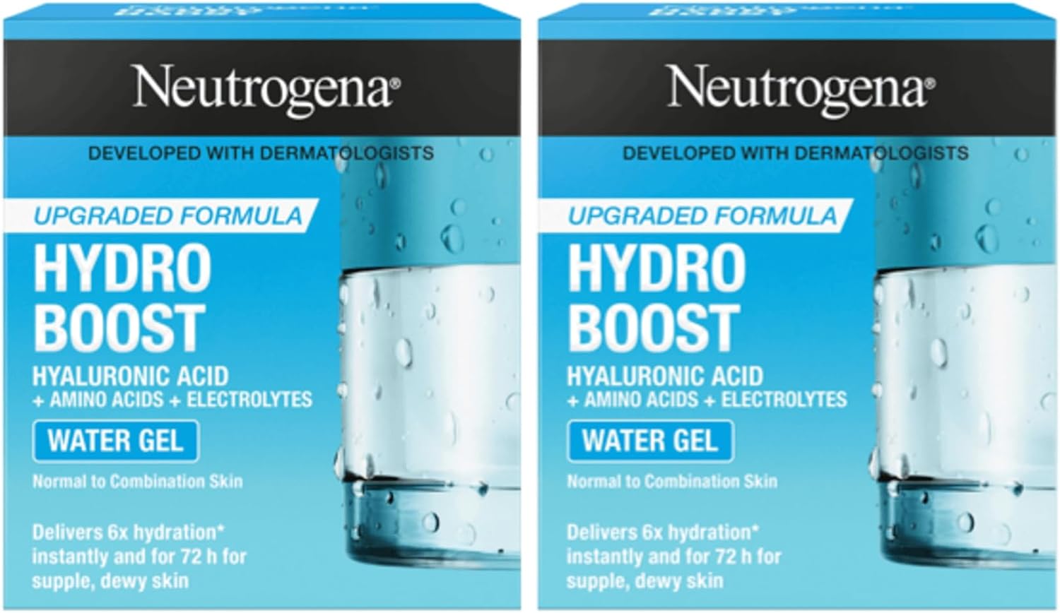 Neutrogena Face Moisturizer Water Gel, Hydro Boost, Normal to Combination Skin. For dehydrated, dull and tired-looking skin. Instantly delivers intense hydration, 50ml (Pack of 2)