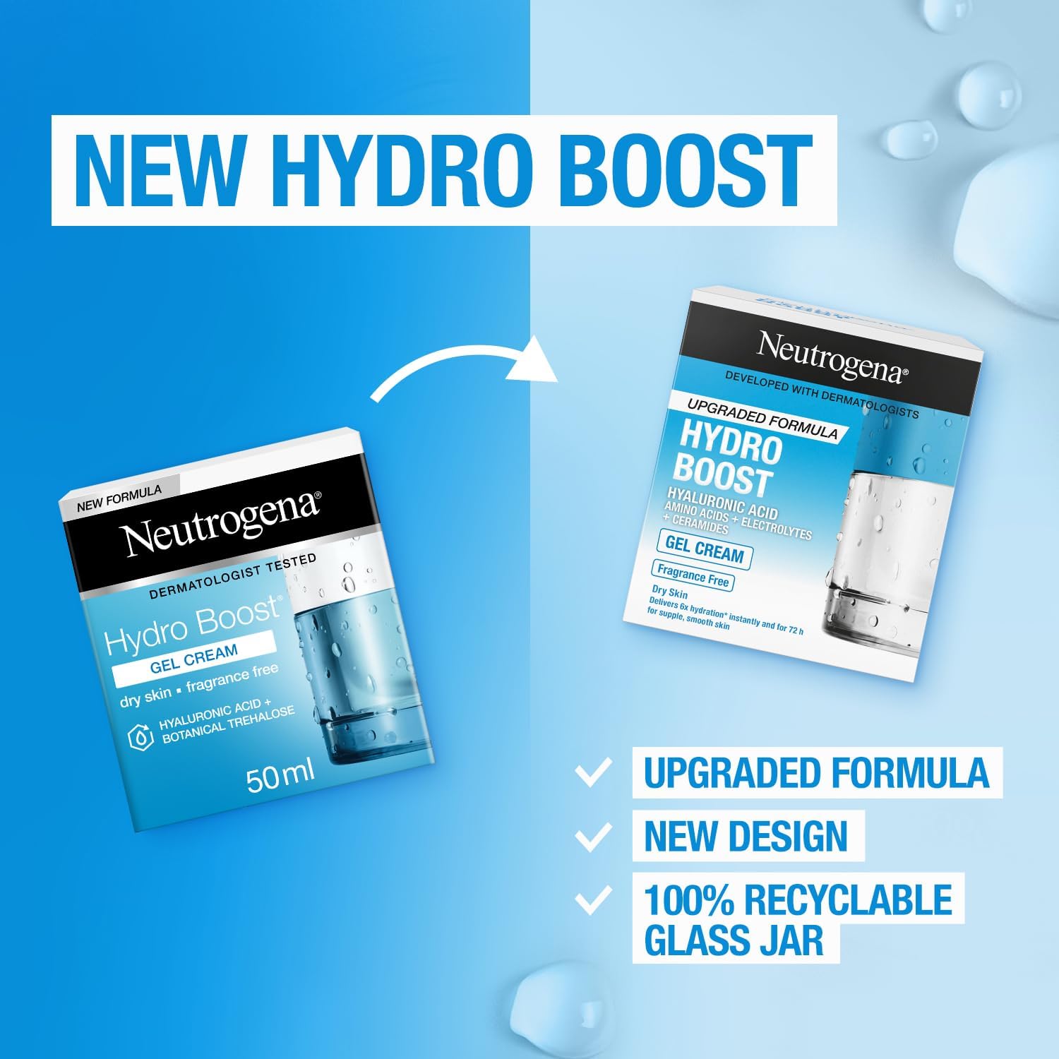 Neutrogena Face Moisturizer Water Gel, Hydro Boost, Normal to Combination Skin. For dehydrated, dull and tired-looking skin. Instantly delivers intense hydration, 50ml (Pack of 2) - Image 4